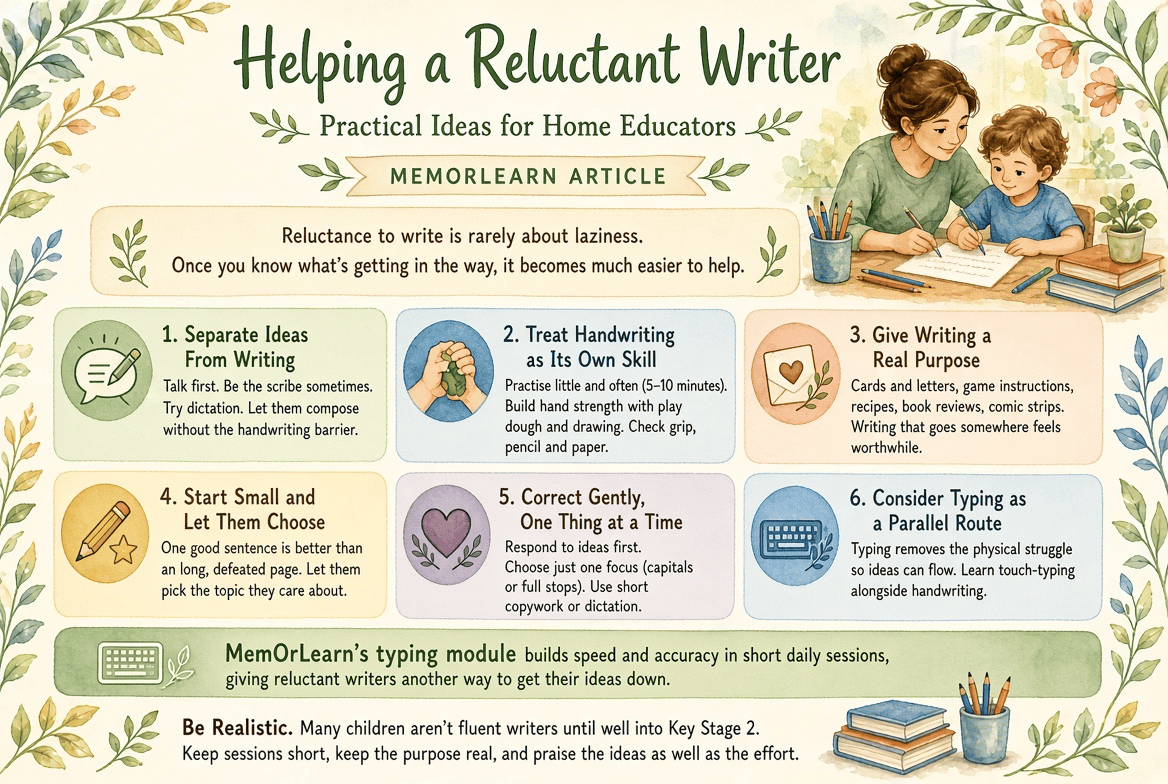 Helping a Reluctant Writer: Practical Ideas for Home Educators